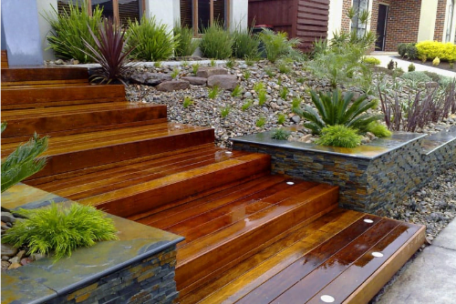 Garden Landscaping stairs made with Timber